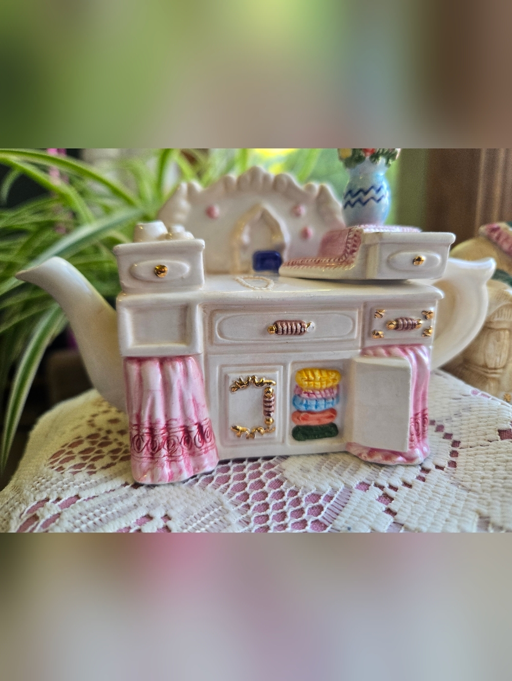 Vintage 1995 Cardinal Inc. Novelty Teapot Set - Sofa & Vanity - Philippines 🩷🩷 - Picture 10 of 14